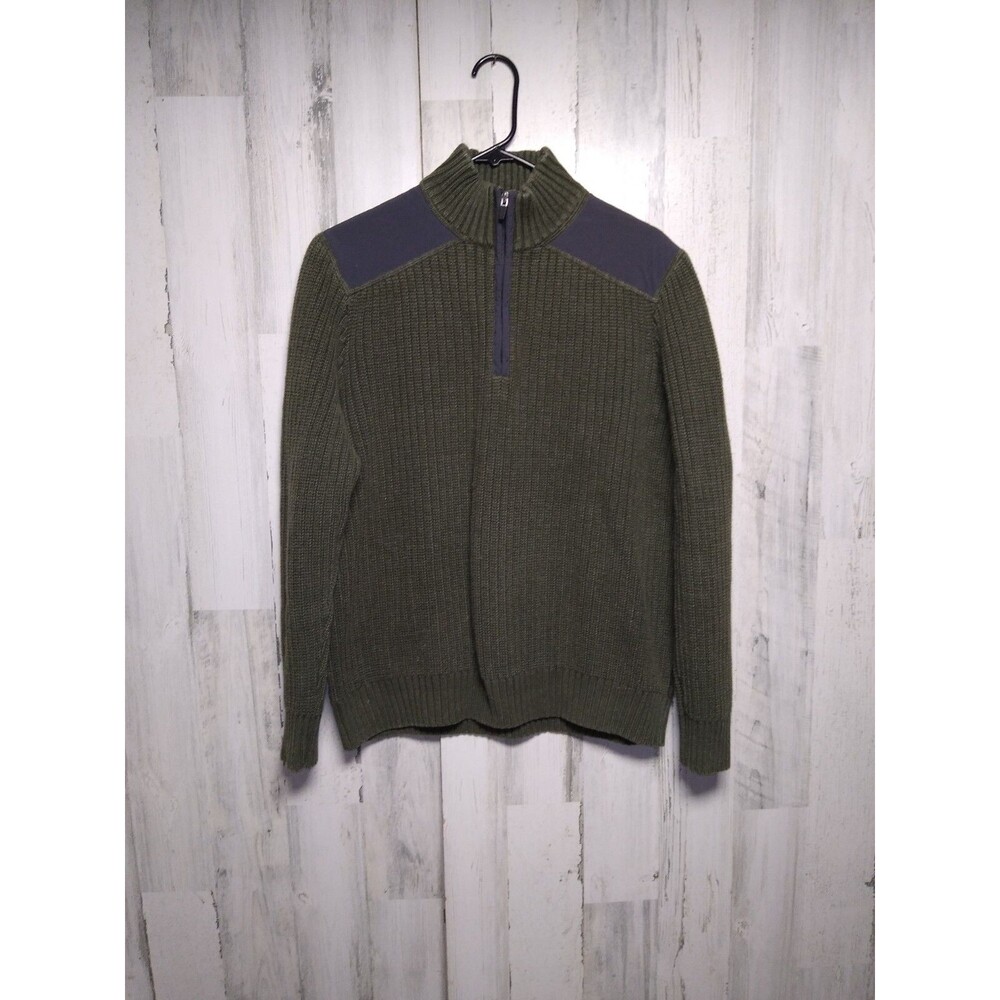 St. John's Bay Mens Medium Green Ribbed Commando Sweater
